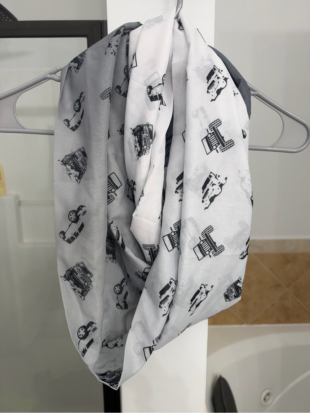 Gray & White Jeep print Infinity Scarf - Unbranded
